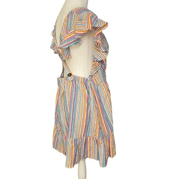 Majorelle Costello Multicolor plunging Ruffle rainbow Striped Crossback Dress L - Picture 8 of 16